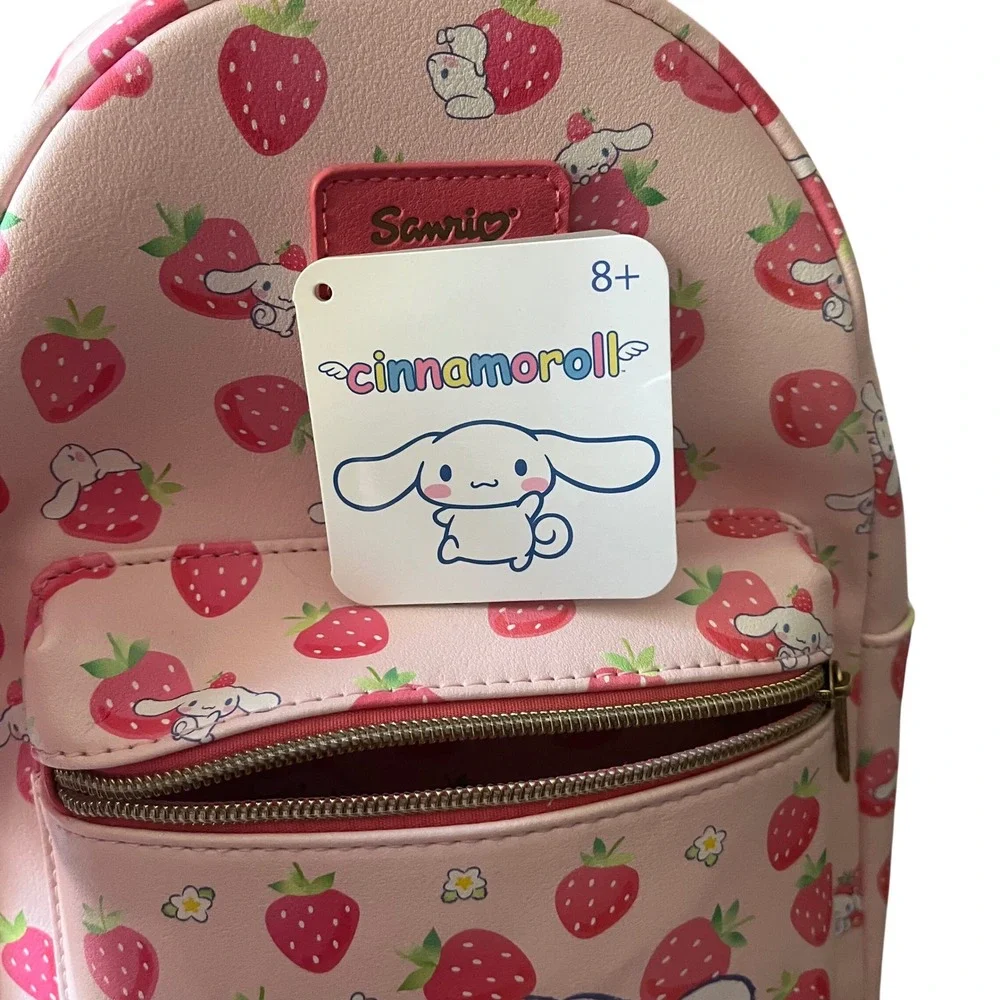 Sanrio Loungefly Cinnamoroll Strawberry Mini Backpack Pink Faux Leather Bag - Picture 6 of 7
